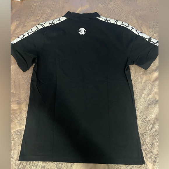 ROBERTO CAVALLI EMBROIDERED LOGO BLACK POLO SZ XL - Picture 5 of 8
